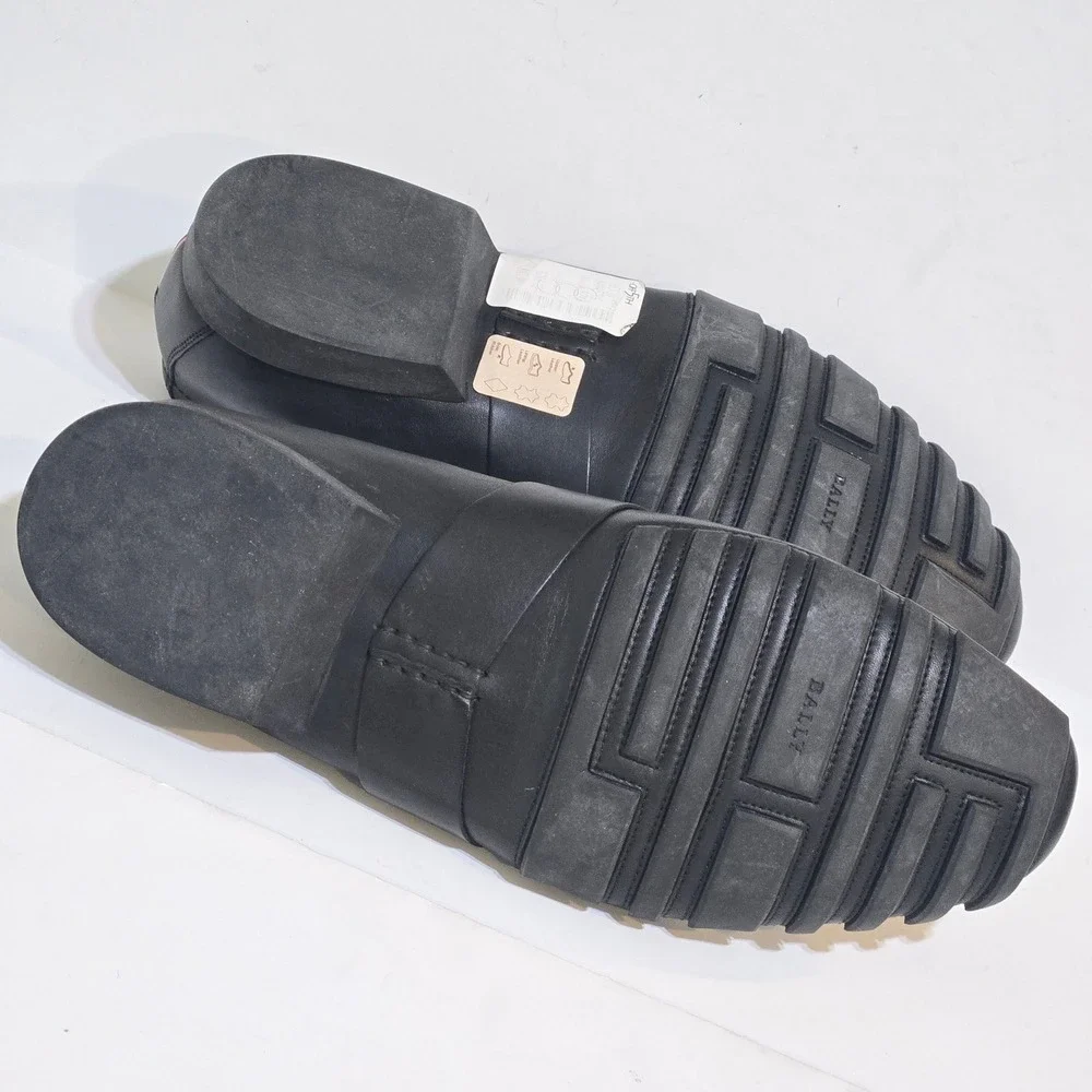 Bally Saturno Penny Loafer Mens 12D Black Leather Swiss Made Drivers Nearly New